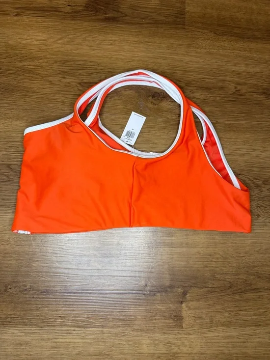 Old Navy Swim Top Scoop Neck Zip Front Padded Stretch Orange Lake Pool Womens XL - Picture 4 of 7